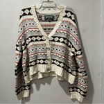 American Eagle  Women’s Multicolored Cropped Cardigan Ski Sweater Size Large Photo 2
