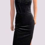 Y2K Corset Midi Velvet Dress Sz. M Babydoll Glitter Black Fitted Fairygoth Goth Size M Photo 3