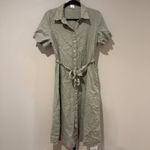 Aritzia ‎ Wilfred Eleta Linen Midi Button Up Shirt Dress Sz Small Dry Basil Green Photo 1