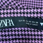 ZARA  Purple Houndstooth Flared Leg High Waist Bell Bottom 70's Trousers Pants XS Photo 3