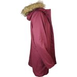 Denim & Co . Zip Front Twill Jacket Faux Fur Trimmed Hood Wine Medium NWOT Photo 9