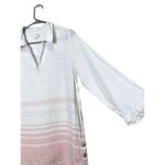 Sigrid Olsen  Pink/White Linen V-Neck Collared Shirt Size‎ M Photo 1