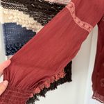 Johnny Was  Embroidered Peasant Blouse Rust Red Pink Sz S Photo 9