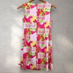 Lilly Pulitzer Vtg 90s Y2K  Patchwork Quilt Floral Print Mini Dress Sz 0 Boho Photo 2
