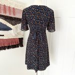Madewell Cross Front Floral Short Sleeve Mini Dress Navy Blue/Multi Size 4 Photo 5