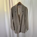 Free People Blazer We The Free Beckett Boyfriend Tan Large Linen Blend Flax EUC Photo 1