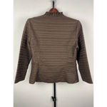 Lafayette 148 New York Women's Brown Linen Ruffle‎ Stripes Open Jacket Blazer 6 Photo 6
