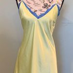 Parade Women’s Small Yellow with Blue Lace Trim Satin Lingerie Chemise Nighty Photo 0