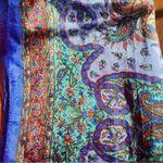 India Arts Silk Scarf Shawl Wrap Boho Blue Multicolor Paisley Print Photo 3