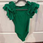 ZARA Green  Ruffle Sleeve Bodysuit Photo 0