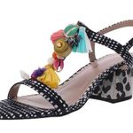 Betsey Johnson  Womens 9.5 Dynah Black White Embellished Printed Slingback Heels Photo 0
