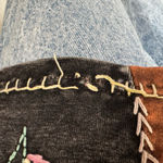 Vintage Patchwork Embroidered Zip Hoodie Multicolor Boho Festival Jacket medium Black Photo 4