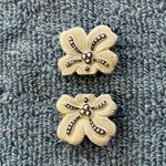 Beautiful Enamel Flowers Vintage Clip On Earrings Signed W Germany White Photo 1