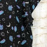 Hot Topic  Shirt Womens M Black Pastel Crystals Celestial Crop Button Up Goth Photo 7