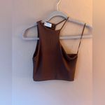 Berksha Bershka Brown Crop Top Asymmetric Design Sz S Photo 3