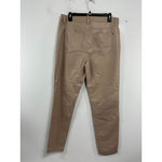 Womans Kensie Jeans Faux Leather Straight Leg Pants 12/31 Nude Zip Button Close Tan Photo 1