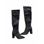 Nine West  Knee High Black Dress Boots Size 8 Pointed Toe Block Heel Side Zip Photo 1