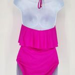 Trina Turk  Orchid Pink Ruffle Halter One-Piece Swimsuit Women’s Size 8 Photo 2