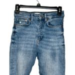 ZARA Womens Jeans Mid-Rise Skinny Ankle Frayed Hem Stone Washed Denim Blue 4 Photo 3