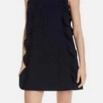 Ted Baker  Navy Blue Torriya Ruffle Accent Mock Neck Shift Short Dress Size 1‎ Photo 0
