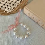 Pink Ribbon Pearl Bracelet Vintage“Frenchie” Bauble Girlhood Feminine Coquette Photo 5
