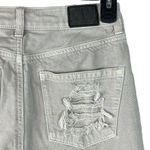 American Eagle  SZ 00 Mom Straight Jeans Mid-Rise Distressed Rips Pockets Gray Photo 6