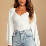 Lulus Ruched Long Sleeve Bodysuit Photo 0