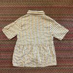 Roolee  TAN & WHITE STRIPE BUTTON UP POLO TOP Photo 4