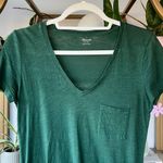 Madewell Whisper Cotton V-Neck Pocket Tee in Smoky Spruce Green Photo 1