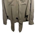 Michael Kors MICHAEL  Women Sz S Green Long Sleeve Blouse Tie Front Button Down Photo 1