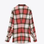 ZARA Red Check Short Darts Button Down Top Dress Photo 7