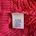 Elle  Fuchsia Pink Open-Front Knit Shrug Cardigan Sweater Silver Metallic XS Photo 7