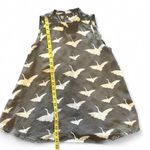 Loft  Swan/Crane Bird Print Sleeveless Grey High Neck Halter Top Blouse Photo 2