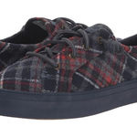 Sperry Women's Crest Vibe Seasonal Sneaker Size 9 New Navy Wool Plaid Photo 0