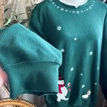 Vintage Alfred Dunner Christmas Frosty the Snowman & Dog Fleece Pullover Sweater Green Size XL Photo 3