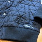Volcom Puffy Quilted Jacket Fur Trim Hood Polyester Black Women’s Sz L Winter Photo 1