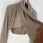 Liu Jo Taupe Drape Chiffon Sash Scarf Cropped Shrug Cardigan Size S Tan Photo 4