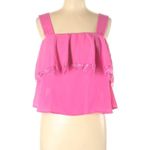 CAD Women’s Hot Pink Sleeveless Ruffle Blouse with Lace Trim – Size Large (NWOT) Photo 3