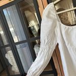 Reformation Jerri Linen Dress square neck mini white long sleeve puff a-line Photo 9