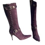 Donald Pliner Purple Suede and Leather Boot Shoe Embellished Studs $695 Sz 8 Photo 3