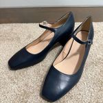 New Di Donna Mary Jane Block Heel Strappy Square Toe Navy Blue Leather French 39 Size 8.5 Photo 9