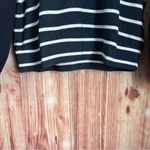 Chaser Navy Blue Striped Mixed Media Blouson Sleeve Pullover Hoodie Photo 4