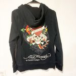 Ed Hardy  Black Love Kills Slowly Tattoo Print Full Zip Hooded Sweatshirt Large Photo 4