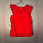 Monteau  Vibrant Red Lace Flutter Sleeve Blouse Medium NEW #721 Photo 8