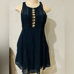 Free People Wherever You Go Crochet Mini Dress in Navy Blue Sleeveless Size 0 Photo 10