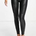 Spanx Faux Leather Moto Leggings Black Shiny Biker Motorcycle Edgy Skinny Pants Photo 10