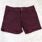 American Eagle Super Stretch Women’s Burgundy AEO Twill Midi Shorts 4 Photo 0