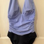 MiracleSuit ‎ Colorblock Unpadded Halter Plunge Ruched One Piece Swimsuit Sz 12 Photo 1