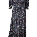 Max Studio Tiered Maxi Dress Size XS Smocked Top Puff Sleeve Prairie Flower Photo 0