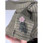 Sigrid Olsen Y2K  Wool Blend Cardigan Button Front Floral Applique Green Pink M Photo 11
